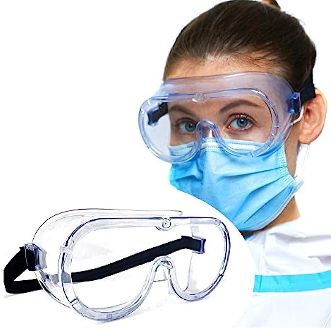 Safety Goggles | FDA Registered | Anti-Fog Design | Fits Over Glasses | Scratch Resistant | Medical Goggles | Lab Goggles | Science, Biology, Chemistry, Work, Nurse